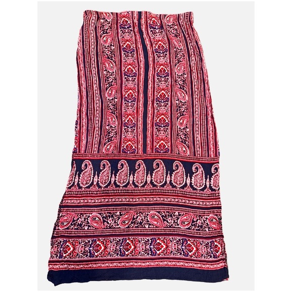 CB- Bohemian Paisley Print Maxi Skirt - Red and Blue Size Medium - Picture 3 of 10